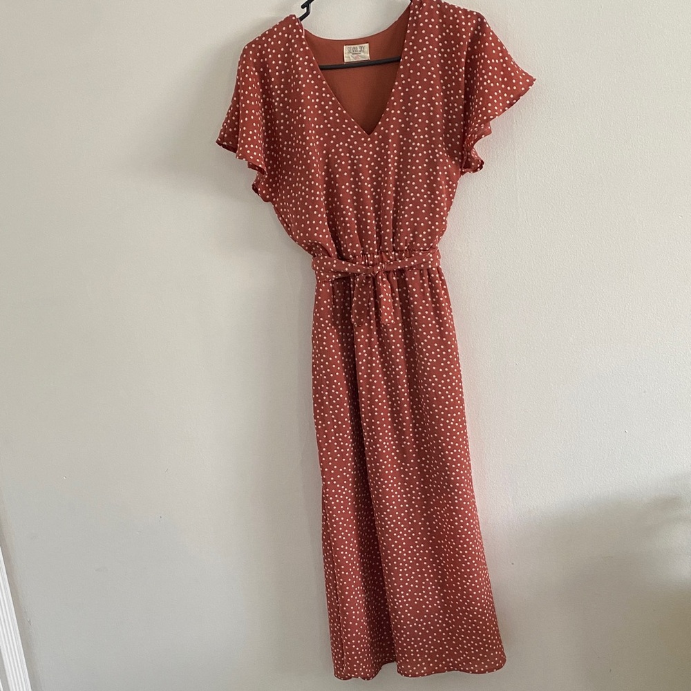 Sienna Sky pastel colour polka dots midi dress, XS